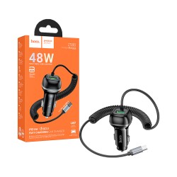 Hoco Car Charger Z58B Rank USB PD30W with Type-C Cable 1.7m Black Hoco Car Charger Z58B Rank USB PD30W with Type-C Cable 1.7m Black